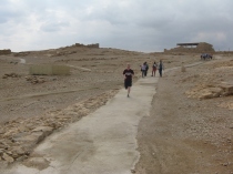 Caleb ran the loop at Masada (it's bigger than an aircraft carrier)