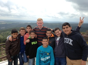 Caleb with some Druse schoolchildren on top of Mt. Carmel